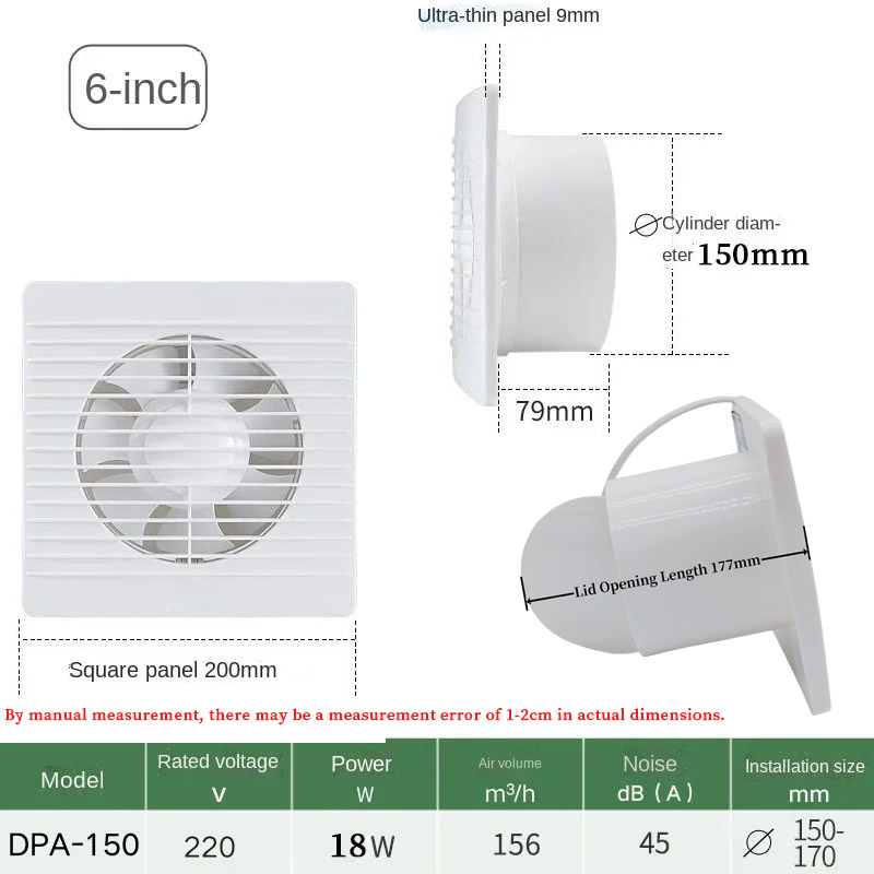 4/6/8Inch Extractor Ventilation Fan Exhaust Air Blower High Speed Bathroom Kitchen Toilet Air Vent Window Wall Fan Exhaust Fan: Light Grey / EU