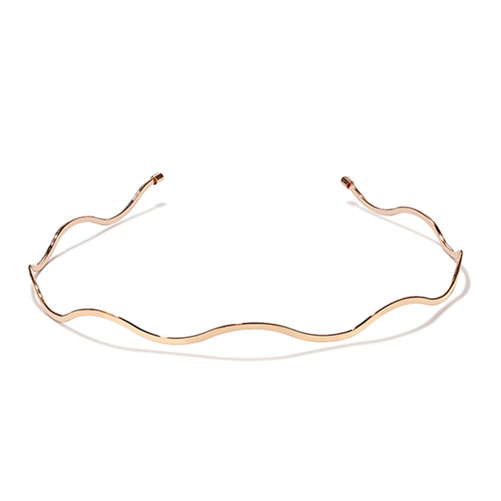 1 stk kvinder guld metalbølge bøjning hårbånd geometriske tynde hovedbånd hovedbeklædning til daglig fest: Default Title