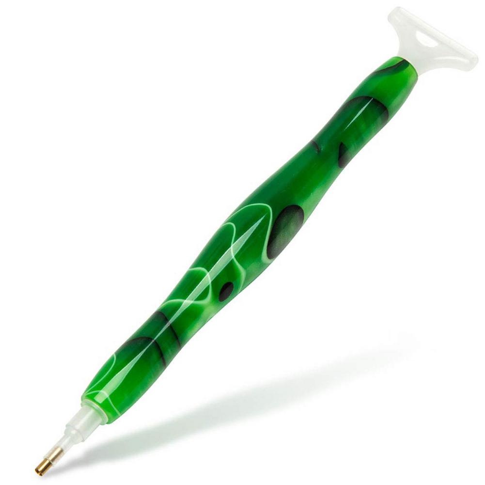 Stylo à pointe diamant en résine peint à la main, outil de manucure 5D, bricolage, broderie diamant, fait à la main, poinçon fantaisie, outil de couture: Green