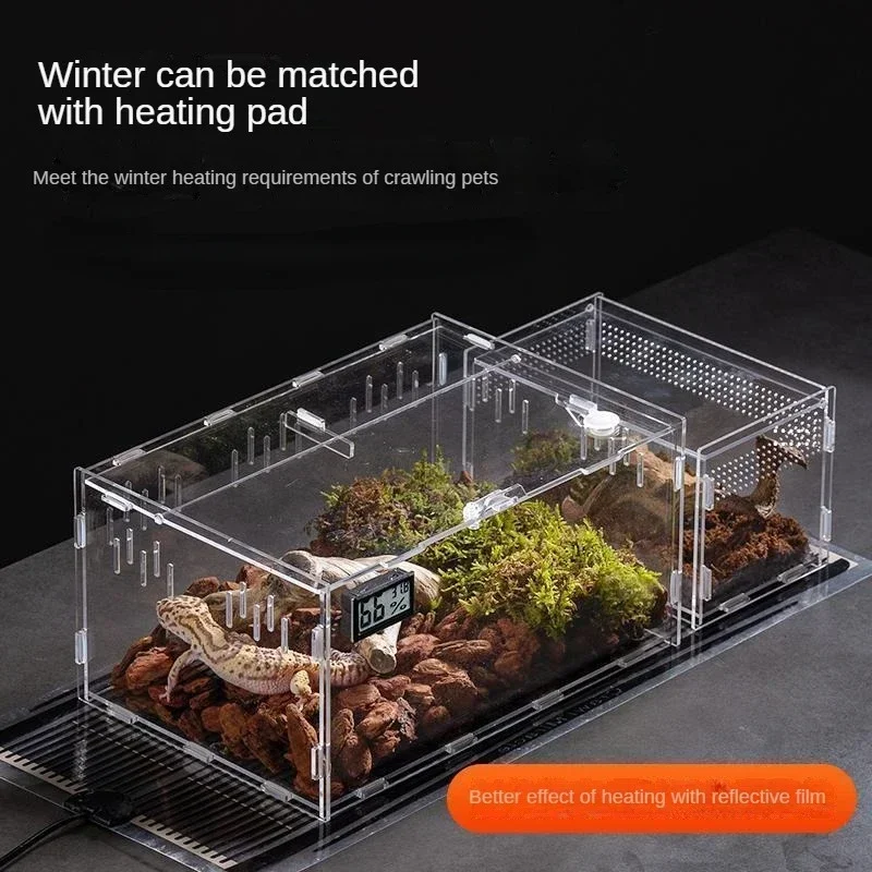 Acrílico transparente réptil terrário caixa de reprodução gaiola tartaruga nano arboreal tarântula gabinete querido dragão répteis habitat