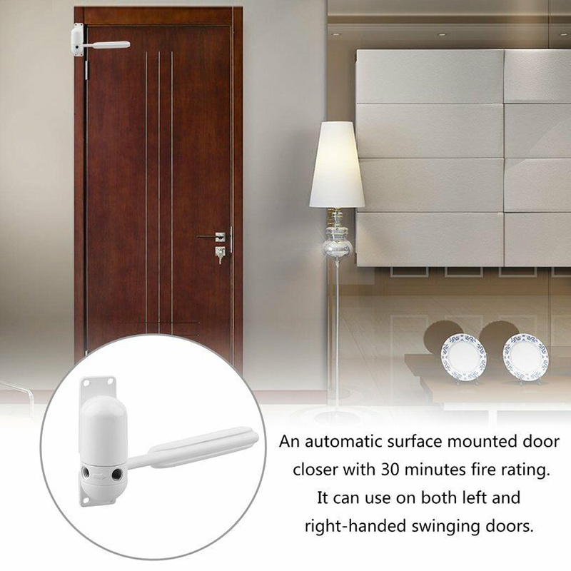 68KG White Door Closer Adjustable Surface Mounted Automatic Spring ...