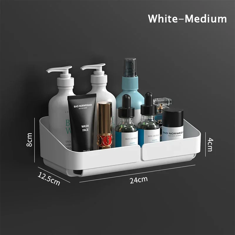 Self Adhesive Bathroom Shelves Wall Mounted Storage Rack Box Toilet Washstand Punch Free Shampoo Holder Bathroom Accessories: Dark Khaki