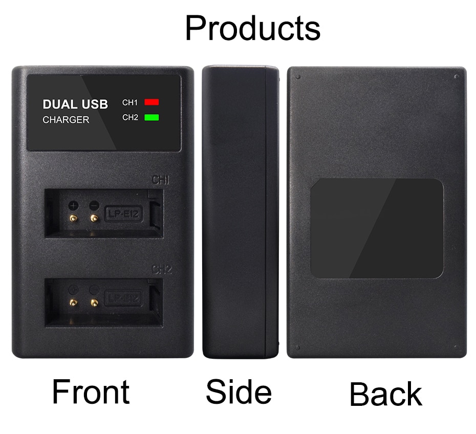 PALO – chargeur de batterie à double fentes, USB LP-E12, pour appareil photo Canon LP-E12, LP E12 LPE12