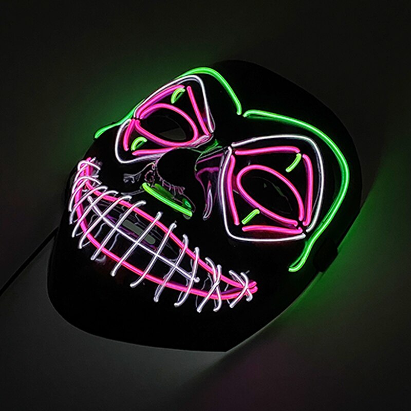 2022 neon LED V-shaped blood joker mask cosplay clown face sparkling on the Halloween Carnival party