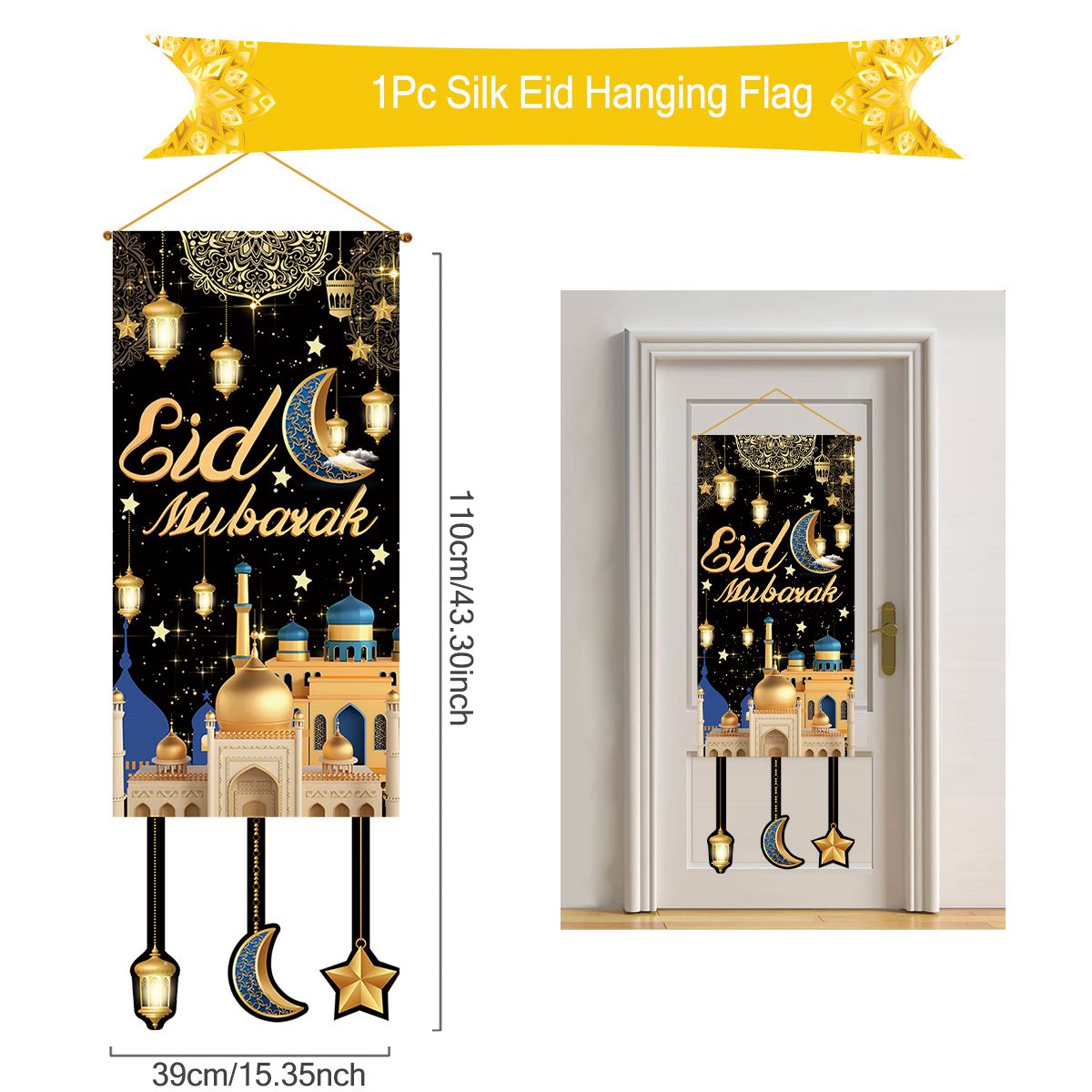Eid mubarak pendurado bandeira ramadan decoração para casa 2025 ramadan kareem islâmico muçulmano fontes de festa eid al adha presentes