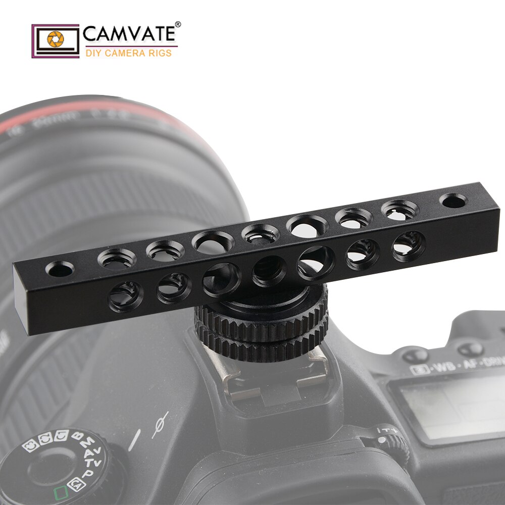 CAMVATE – barre de fromage en aluminium, avec adaptateur pour chaussures chaudes et filetage 1/4 &quot;-20 pour montage de moniteur/Microphone/lampe Flash/lampe LCD