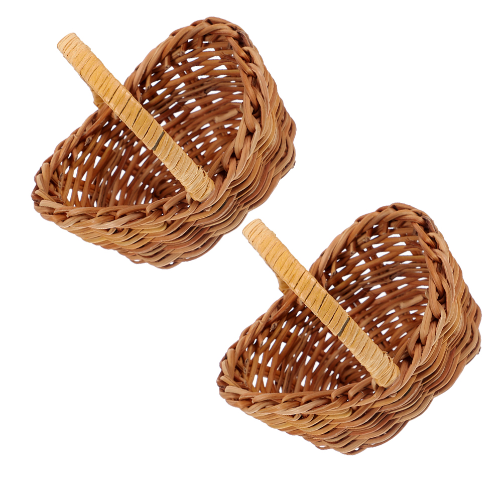 2 uds cestas Mini decoraciones en miniatura para favores decoración pequeña con asa decorar Picnic