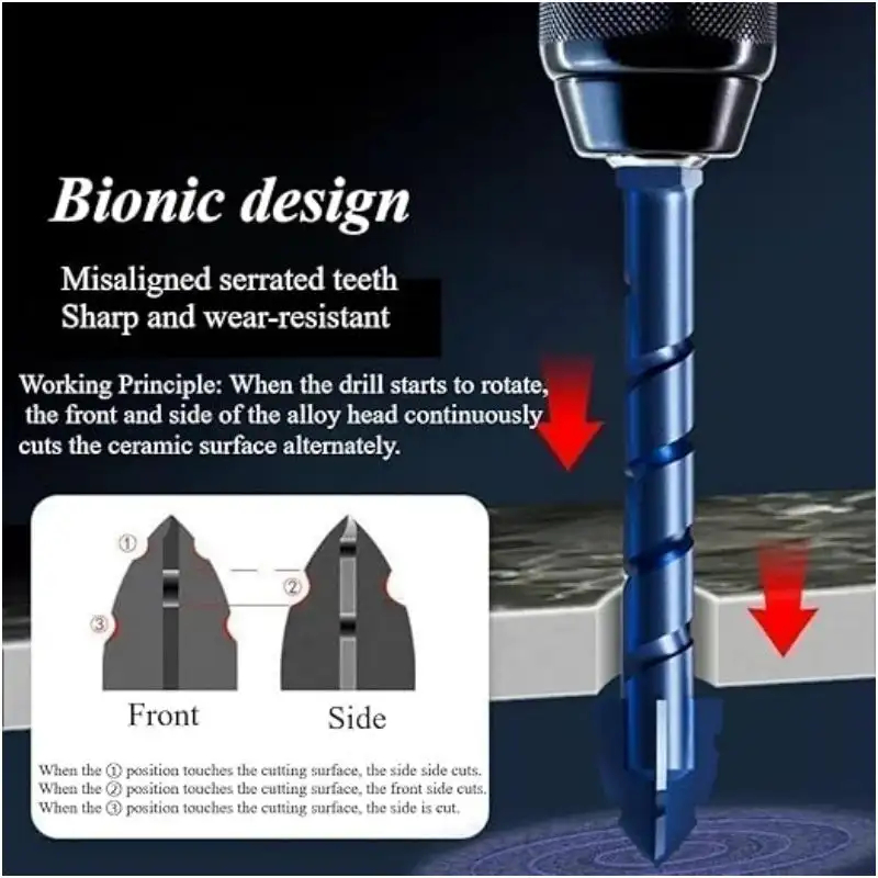 Xiaomi Trapano eccentrico ad alta durezza Foratura di precisione 6/8/10/12/14mm Punzonatura in ceramica di vetro Punta da trapano per lastre di roccia Taglio compensare