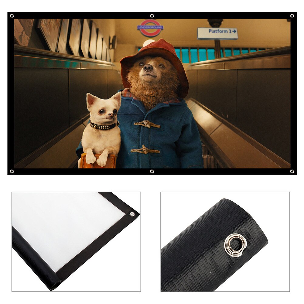 16/9 Portable Foldable Projector Screen 84 Inch Wall Mounted 3D HD Projection Screen fabric Canvas for Home Cinema Theater