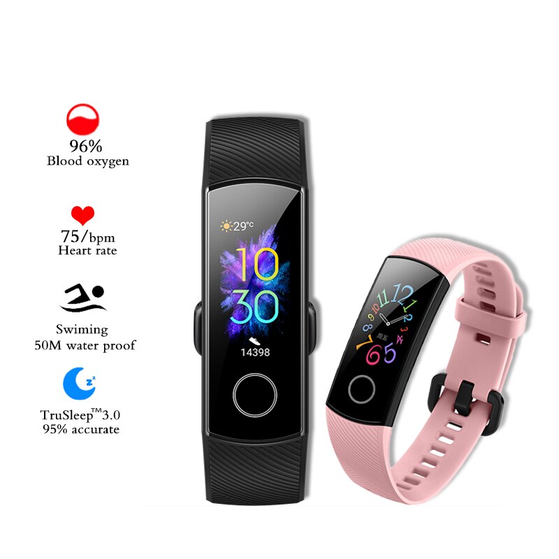 Honor Band 5 Smart Armband 0.95 Inch 5ATM Waterdichte Sport Fitness Tracker Smartband Slaap Monitoring Amoled Touchscreen