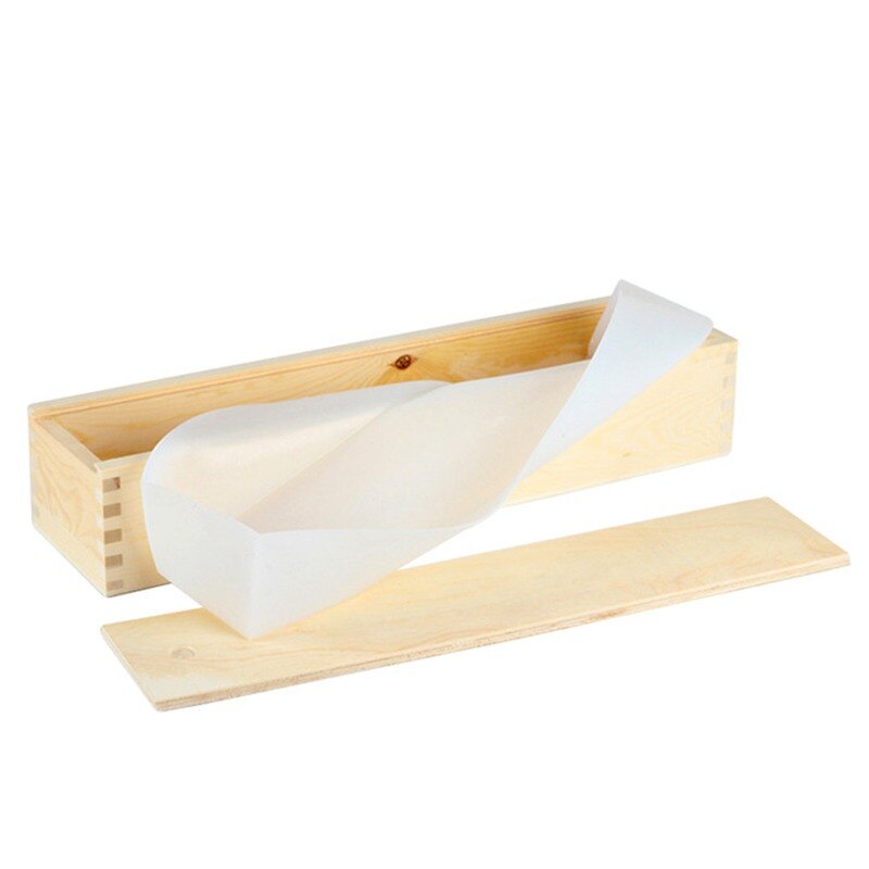 Silikone sæbe forme rektangel brød sæbe form med trækasse håndlavet sæbe gør værktøj: B0263( kasse med liner