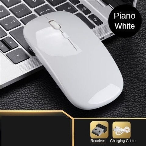[Mobile Phone Can Use] Charging Wireless Mouse Mute Desktop Laptop Computer General Office Bluetooth Wireless Mouse: Charging Version  Silent Button    White