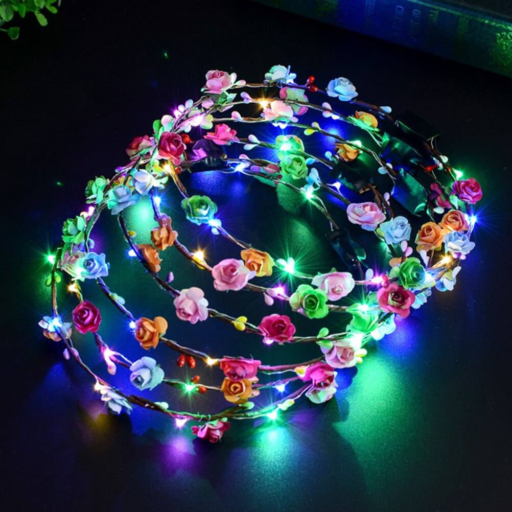 Diadema con corona de para boda para mujer y niña, diadema con luz LED para el cabello, diadema con corona, guirnaldas brillantes de neón, cumpleaños, Navidad, de navidad