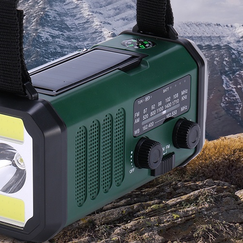 10000mAh Hand Crank Radio LED Emergency Weather Radio Flashlight Reading Lamp Type-C Charging Solar AM/FM/WB Radio with Compass