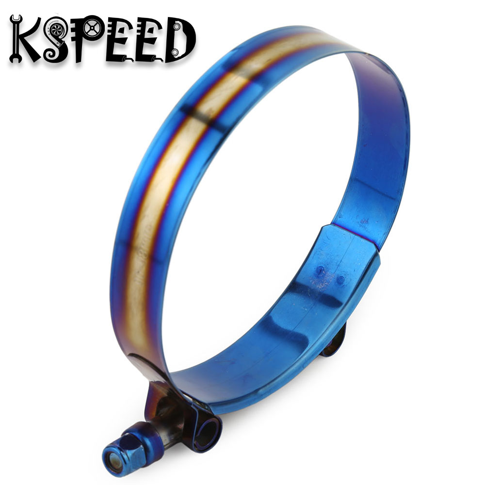 Universal Stainless Steel Hose Clamp Kit Adjustable Titanium Blue Clamp 1.75" inch to 3.75" inch 53mm to 105mm