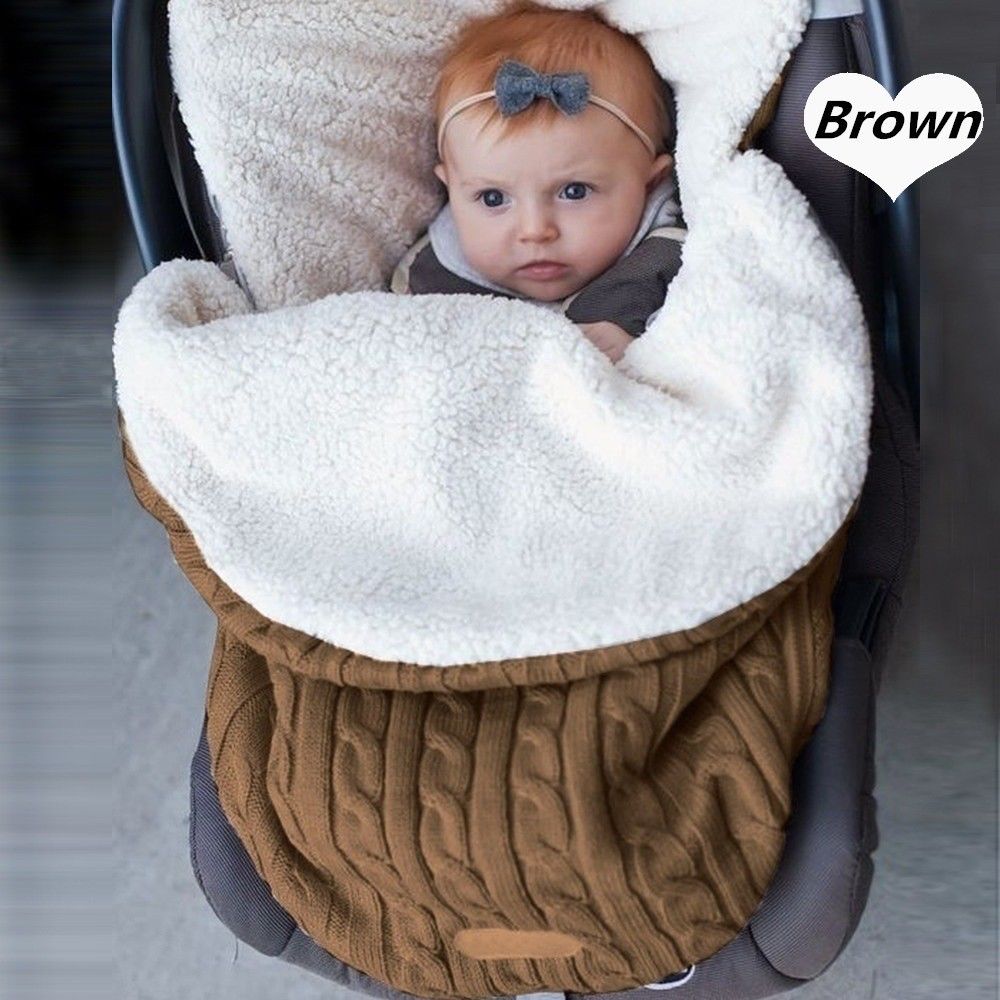 -né bébé swaddle sac de couchage enfants hiver sac de couchage enveloppe enfants infantile poussette chancelière bébé sac de nuit: Marron