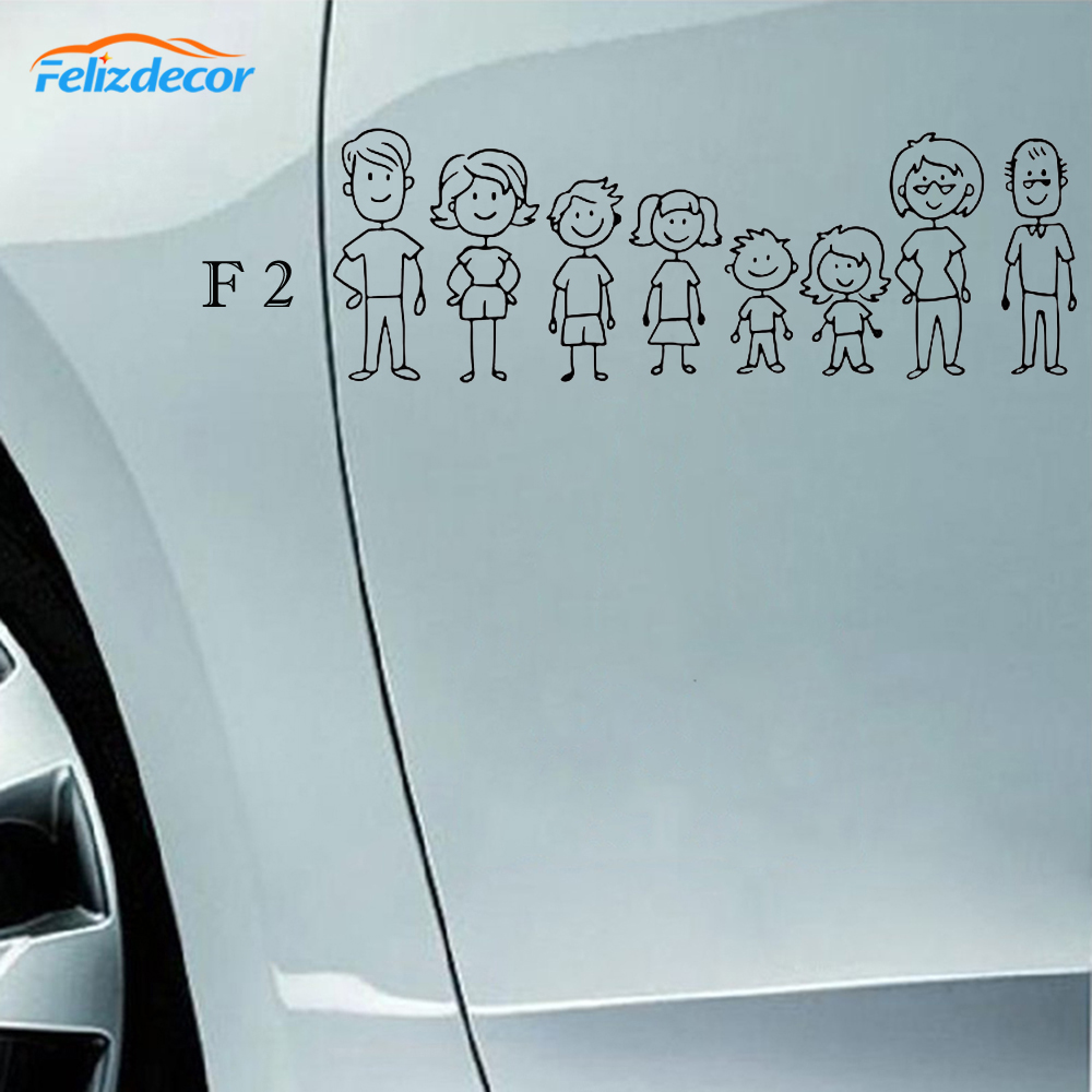 30cm brede familie svg bil mærkater far, mor, datter, søn og hund pind figur familie selvklæbende figur bil klistermærke  l1039