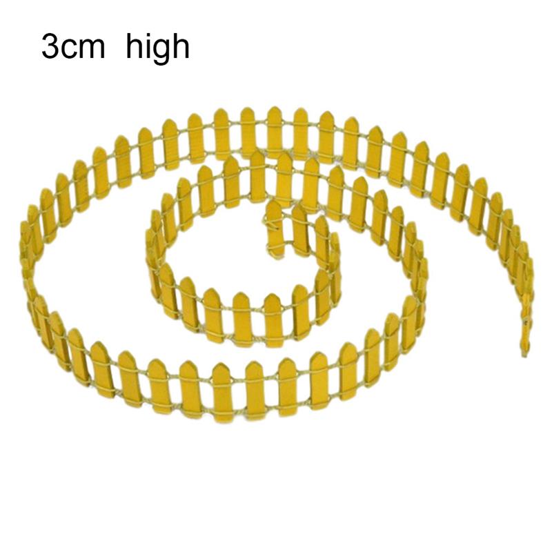 1M/Roll 3/5Cm Mini Houten Hek Diy Miniatuur Fairy Tuin Barrière Houten Craft Room Decor maison Figurine Decor Accessoires: 3cm Yellow