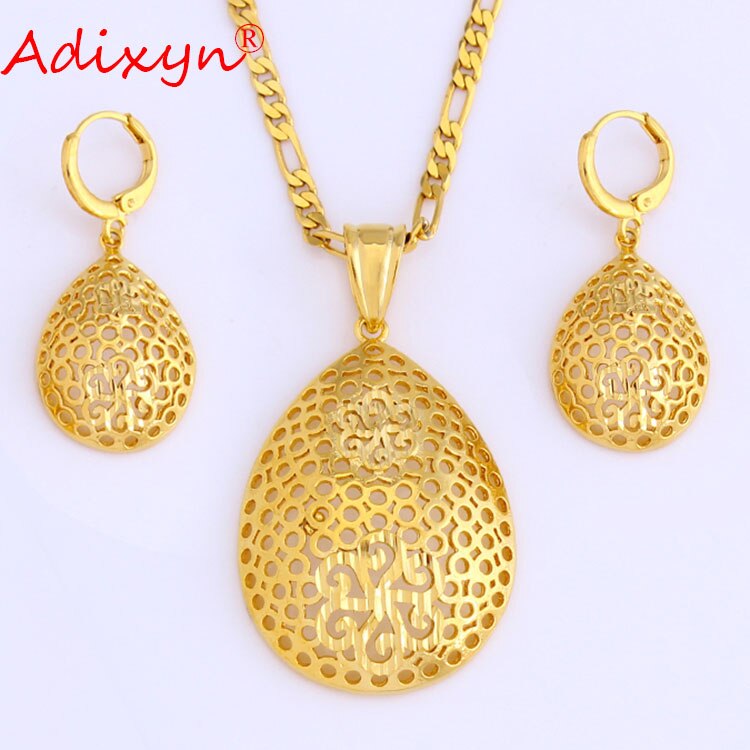 Adixyn Bohemian Etnische Sieraden Goud Kleur Ketting/Oorbellen/Hanger voor Vrouwen Verjaardag/Party N08231