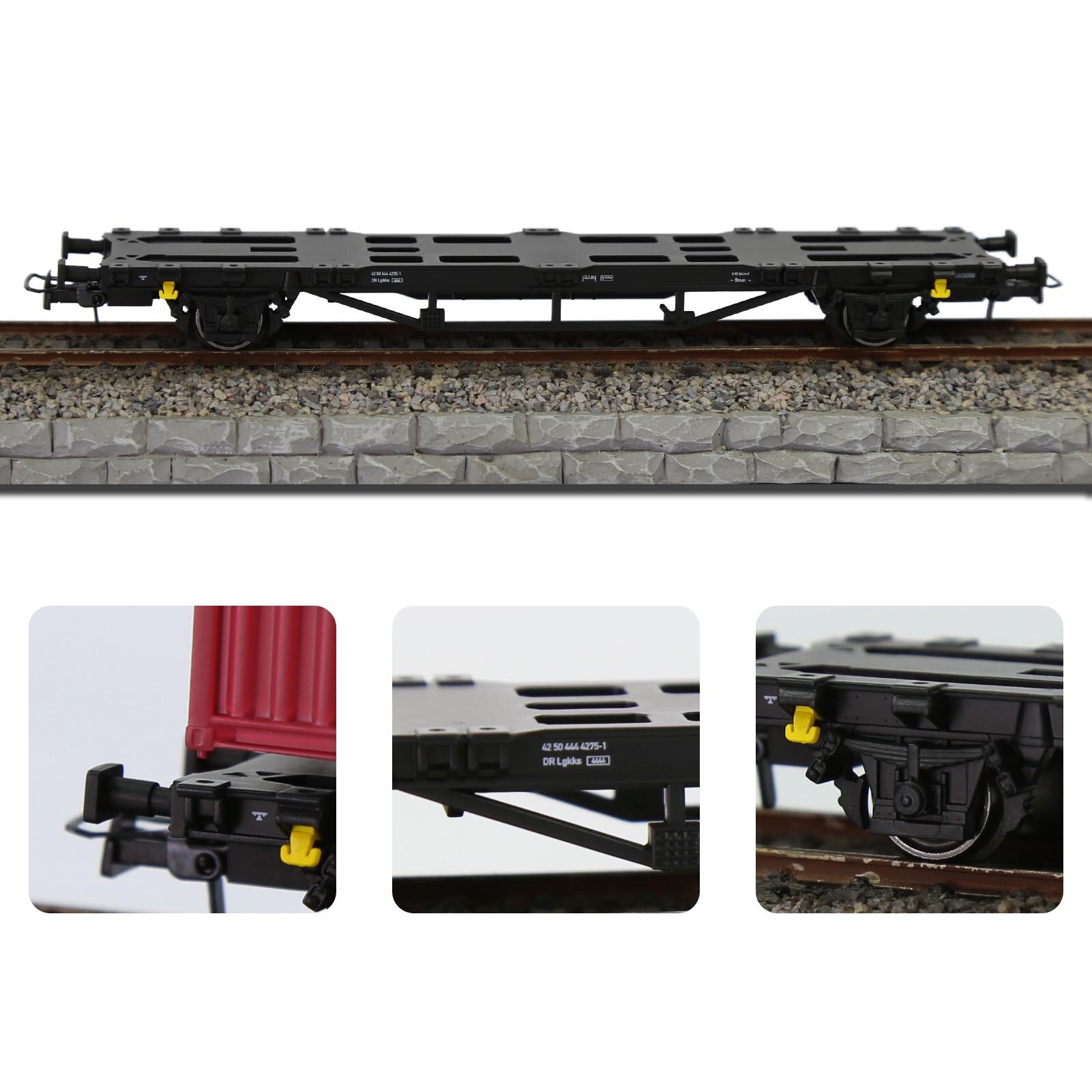 1pc Model Trains Wagons HO Scale 1:87 Flat Car Rolling Stock C8761: Printed Black