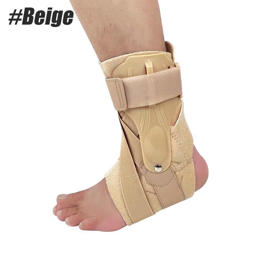 Tobillera para esguince de tobillo, soporte de tobillo con estabilizadores laterales para hombres y mujeres, estabilizador de férula de tobillo para voleibol, 1 Uds.: M / Beige