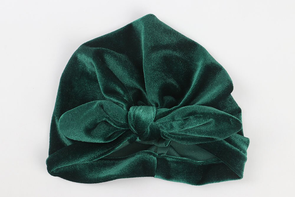 10 Kleuren Baby Hoofdbanden Rubber Oor Fluwelen Hoofdbanden Peuter Winter Warm Baby Tulband Beanie Hoed Elastische Head Band Hoofdtooi: Army Green