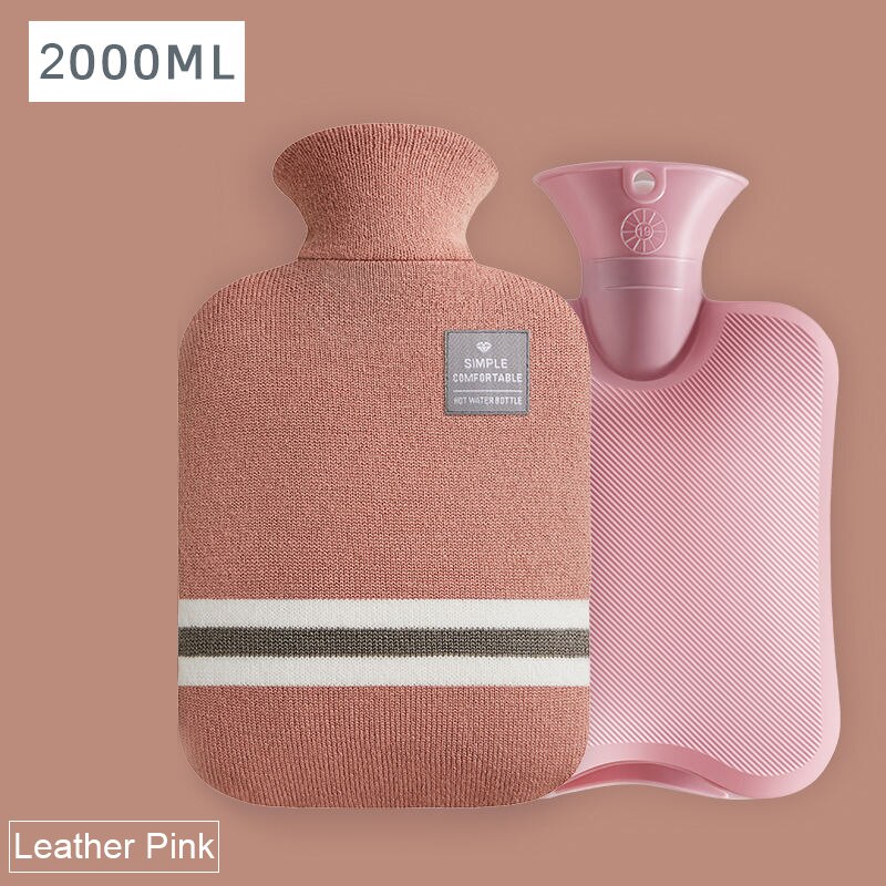 Water Vullen -Water Zak Voor Vrouwelijke Warme Buik Handen En Voeten Warm Water Zak Fles Warm Water zak Houden Op Handwarmer: Leather Pink 2000ml