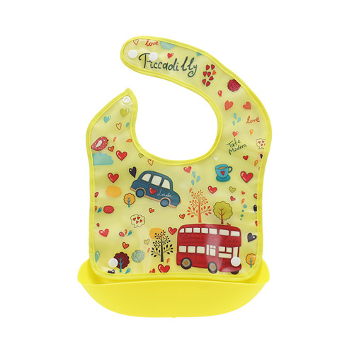 slabbers waterdichte siliconen Bib kids schort rijst zak print feed tas eten dragen QD47: QD4701 Bus