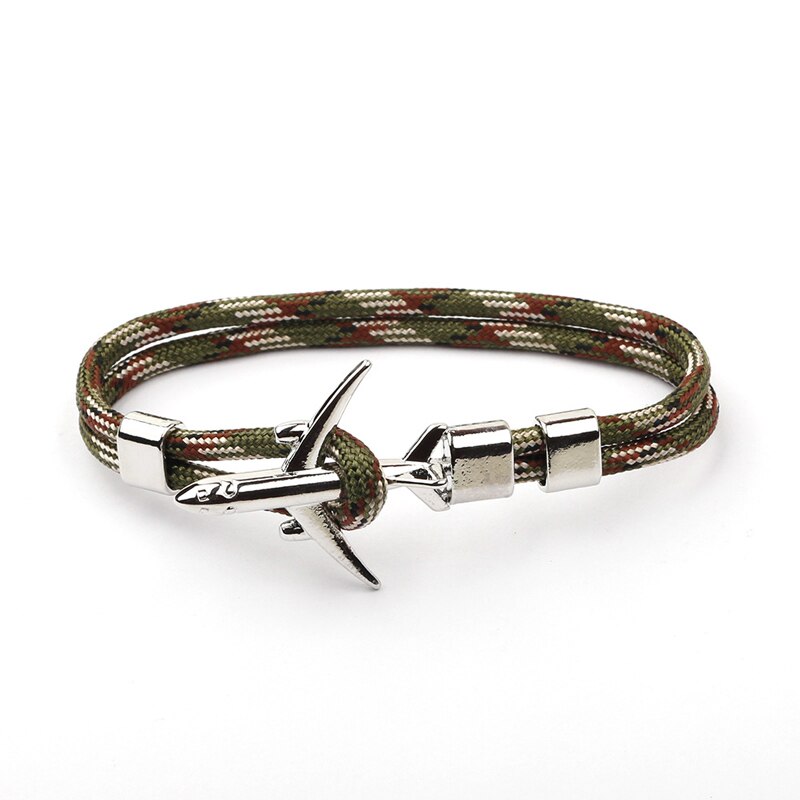 NIUYITID samolot charm kotwica mężczyzn bransoletki kobiet lotnisko moda Rope Chain Paracord lotnictwa życia biżuteria Pulseras Hombres: A15