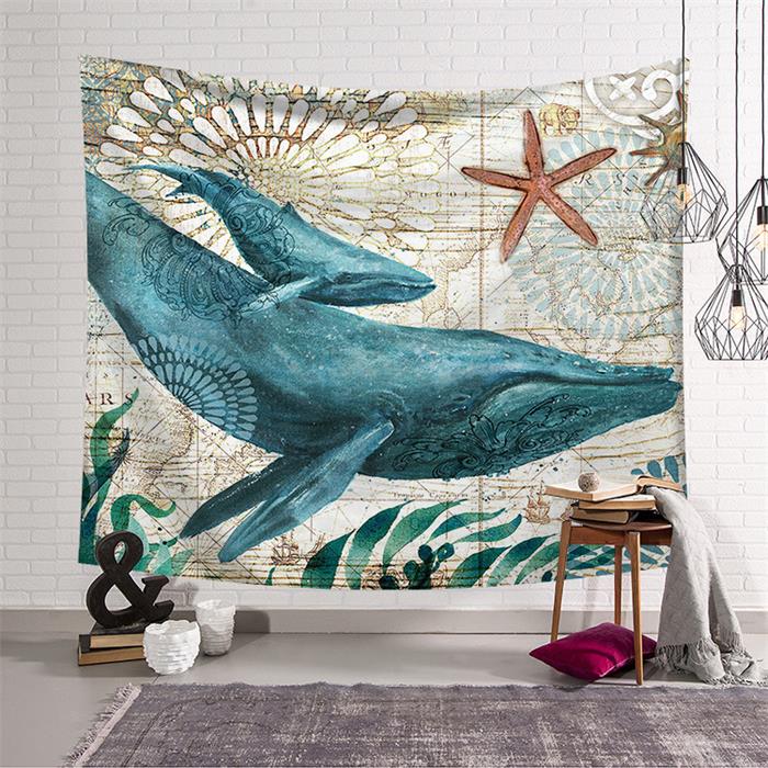 Mariene Organismen Muur Opknoping Deken Tapijt Strand Gooi Handdoek Thuis Decoratieve Schildpad Gedrukt Supersoft Wandtapijten Strand Mat: 150cmx130cm / X69