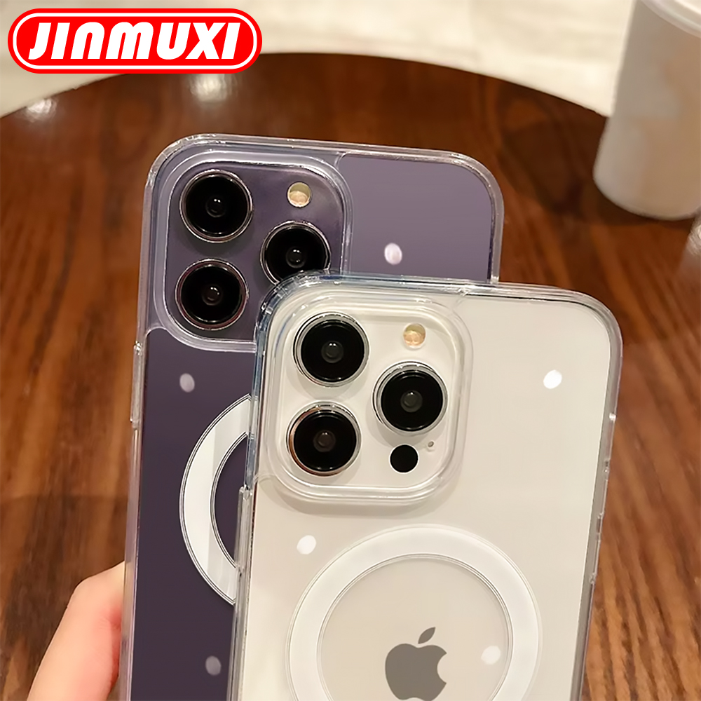Funda transparente para carga inalámbrica Magsafe para Apple iPhone 16 15 14 13 12 11 Pro Max Plus Mini funda transparente acrílica magnética