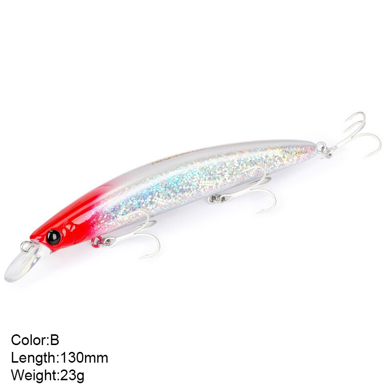 13cm 23g Fishing Lure Minnow Wobbler Lure Long Cast Deep Diving Floating Jerkbait Artificial Hard Bait Ocean Fishing Bass Bait: B