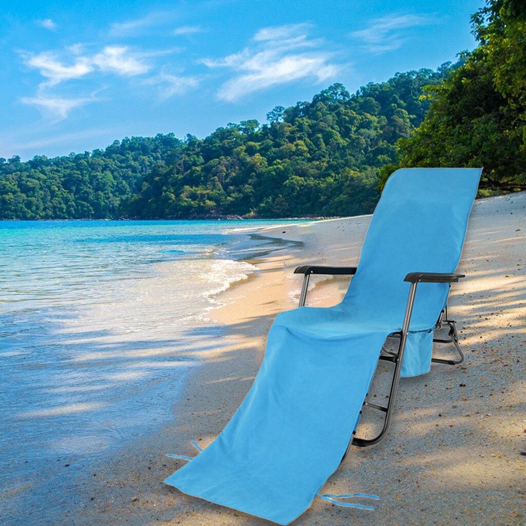 Lounge Chair Cover Microfiber Chaise for Beach Sun Lounger Swimming Hotel: Blue