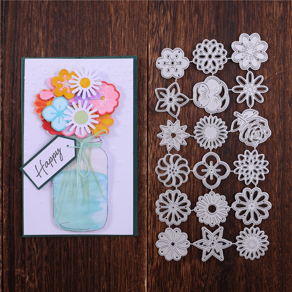 InLoveArts 18pcs Various Flowers Metal Cutting Dies Flower Dies Scrapbooking Natal Fustelle Die Cut Photo Album