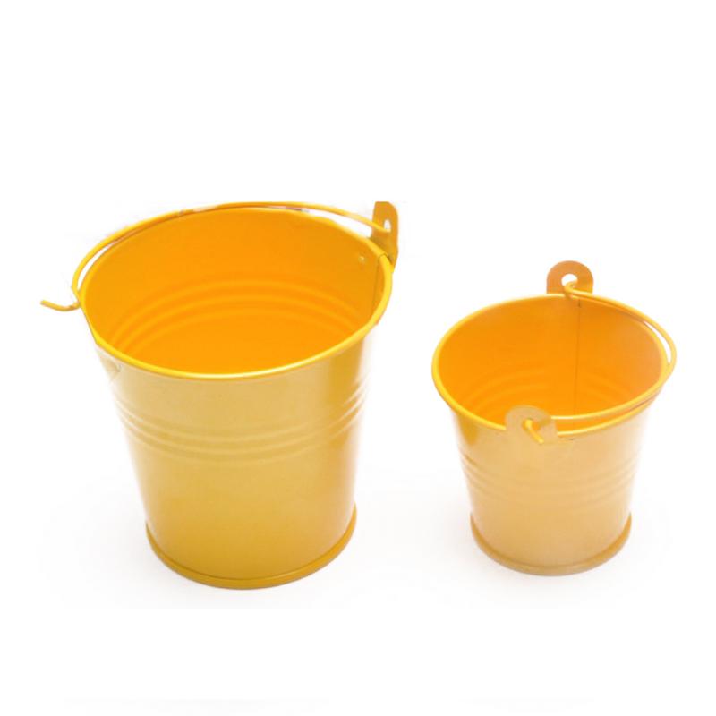 Mini cuve en fer blanc | Petits tonneaux décoratifs Anti-décongélation couleur vive Durable: Jaune