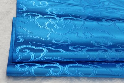 CF420 1yard Solid Clouds Brocade Fabrics Chinese Silk Brocade Jacquard Fabric For Chinese Dress For Adults Chinese Style Cushion: lake blue
