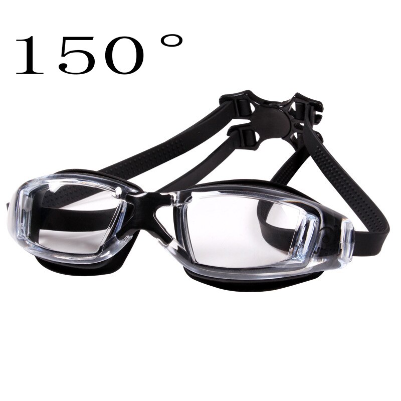 Plain/Myopia Swimming Glasses Waterproof Swim Diving Goggles 150-800 Degree Prescription Glasses HD Anti-fog Swimming Goggles: black myopia 150