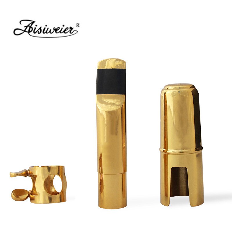 Aisiweier Tenor Soprano Alto Saxophone Metal Mouthpiece Gold Lacquer Mouthpiece Sax Mouth Pieces 56789