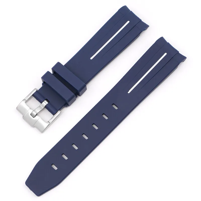Correa de reloj para Omega X Swatch Joint MoonSwatch Speedmaster, correa de silicona de goma con extremo curvo, pulsera deportiva suave para hombres y mujeres de 20mm: Azul oscuro negro