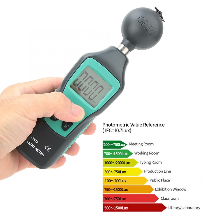 Mini Digital Luxmeter 0-200000 LCD Display Handheld Illuminometer Luminometer Photometer Digital Light Meter