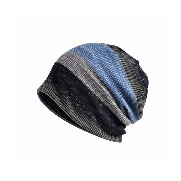 Nuzada menn kvinner skullies luer lue strikket bomullshette dobbeltlags stoff varme luer ensfarget vinterfarge print hatter: Blågrå