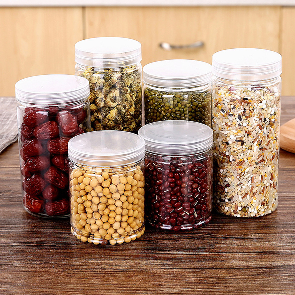 Latas selladas de plástico transparente caja de almacenamiento de grano de cocina sellado de alimentos bote fresco caja de contenedor nevera latas de preservación