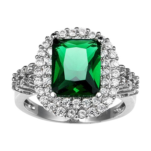 Green Zircon Silver Plated Wedding Rings for Women Anel Bague Femme Jewelry Christmas Year Bluelans