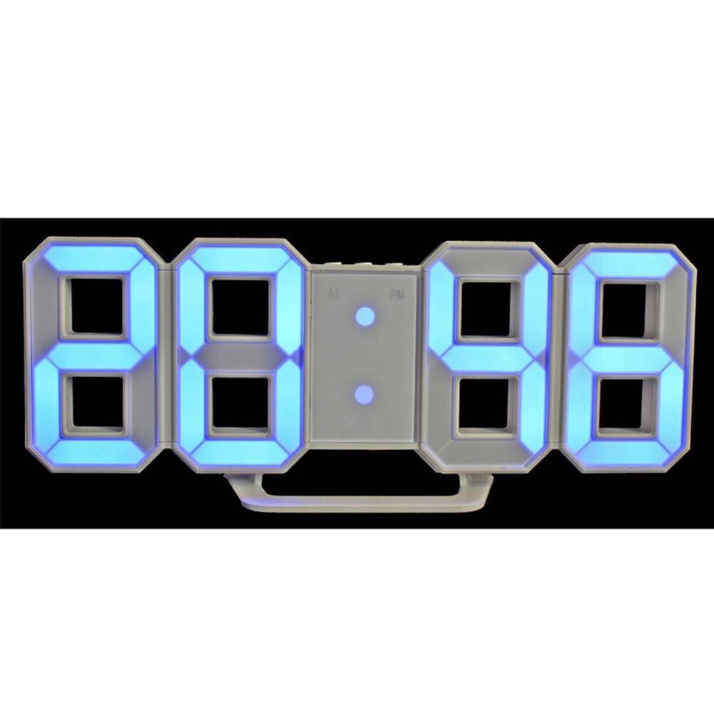 Modern Digital LED Wall Clock Table Desk Night Electric Clock Alarm Watch Multi-Functional LED Clock 24 or 12 Hour Display: Blue
