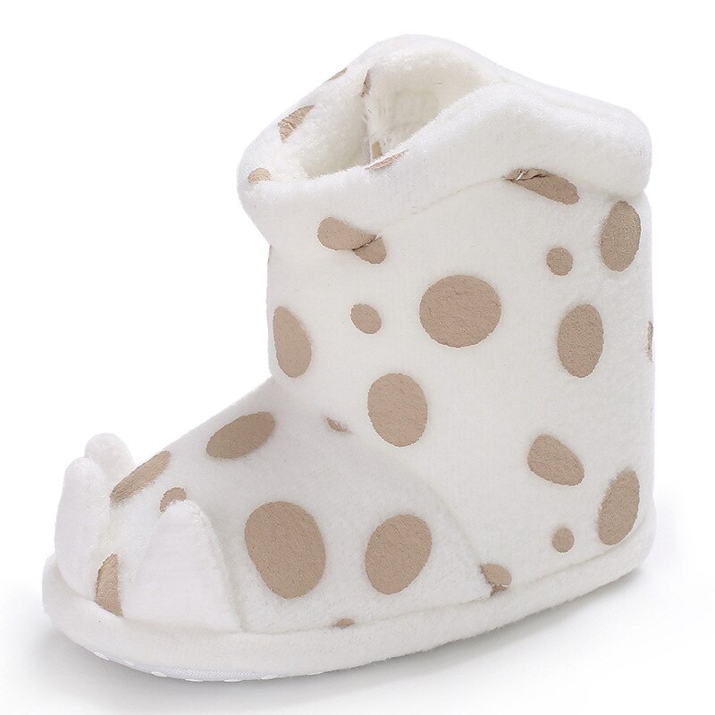 Nette Dot Tier Pfoten Krallen Baby Stiefel Weiche Korallen Fleece Warme Baby Mädchen Schuhe Infant Schuhe Anti-slip Kleinkind mädchen Schnee Booties: white / 11
