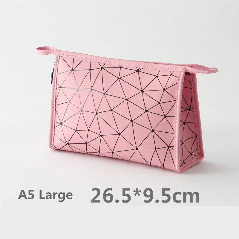 Neceser de PU con entramado de diamantes, organizador de viaje resistente al agua para mujer, estuche de útiles de maquillaje para damas, estuche de maquillaje: A5 Large Storage