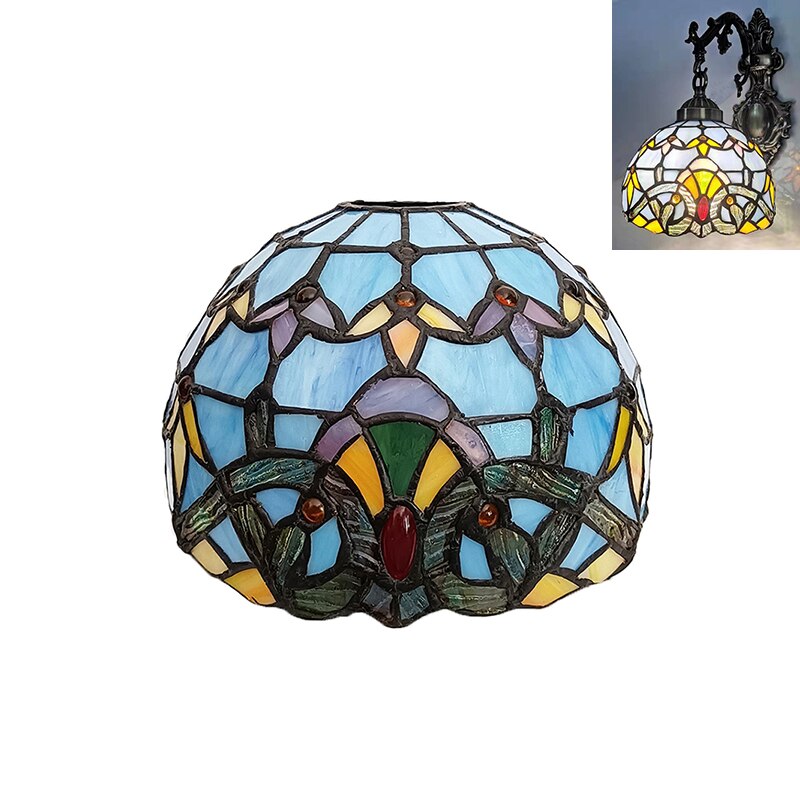 WOERFU-Pantalla de lámpara Tiffany europea, lámpara de mesa azul, lámpara de pared, luz colgante, bricolaje