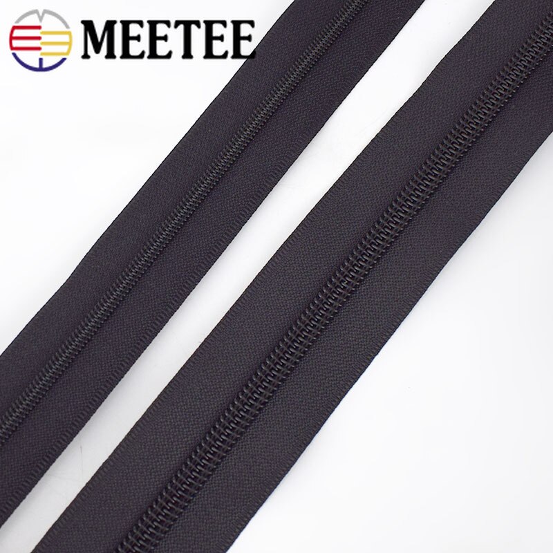 2/4M 3# 5# Waterproof Zippers Black Invisible Nylon Zipper For Sewing Outdoor Jacket Bags Suitcases Coil Zips DIY Accessories