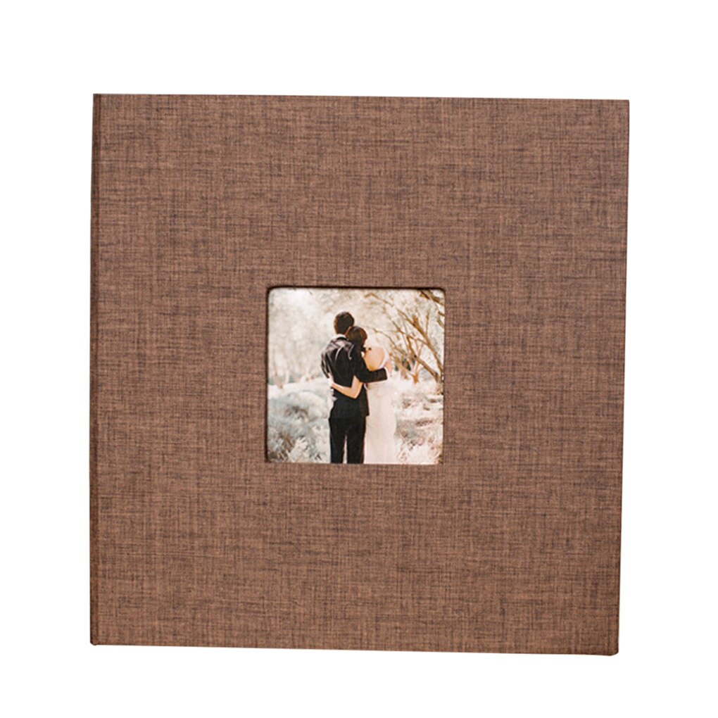 Cloth Cover Self-stick Photo Album Handmade DIY Scrapbook Home Anniversary Picture Album: Coffee