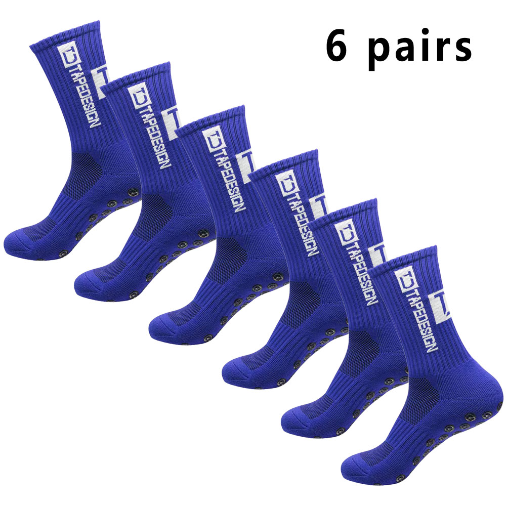 6 pares de meias de futebol meias esportivas masculinas meias de meia panturrilha silicone antiderrapante dot meias basquete yoga